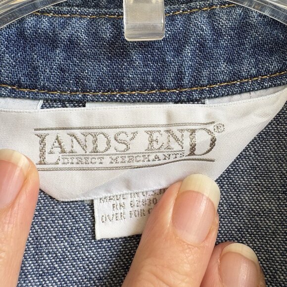 VTG Denim Dress by Lands End Pockets Pleated Short Sleeve Size 14 See Details - Picture 4 of 7